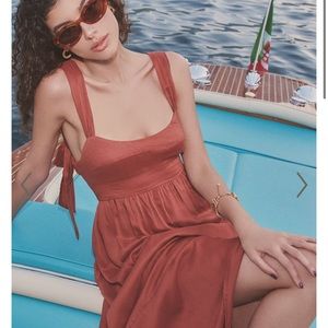 KAI DOUBLE TIE BACK MIDI DRESS IN BURNT ROSE